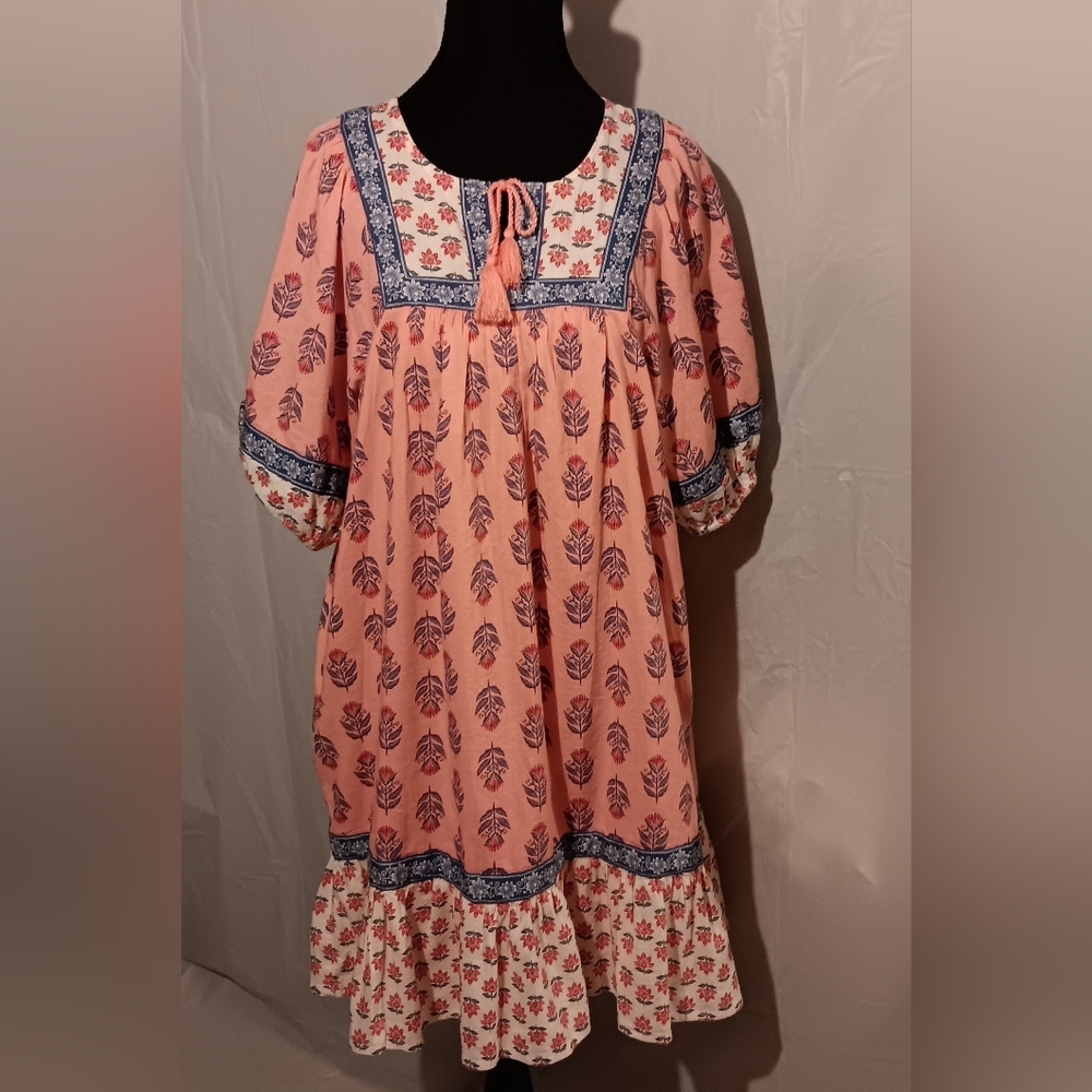 Old Navy Women's S Pink & Blue Patterned Boho/Peasant Style Dress